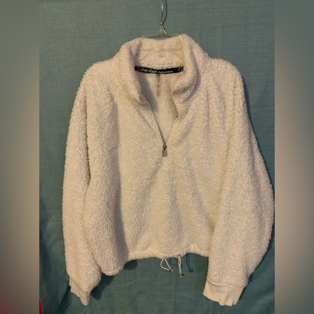 White Calvin Klein Performance Sherpa Pull-over